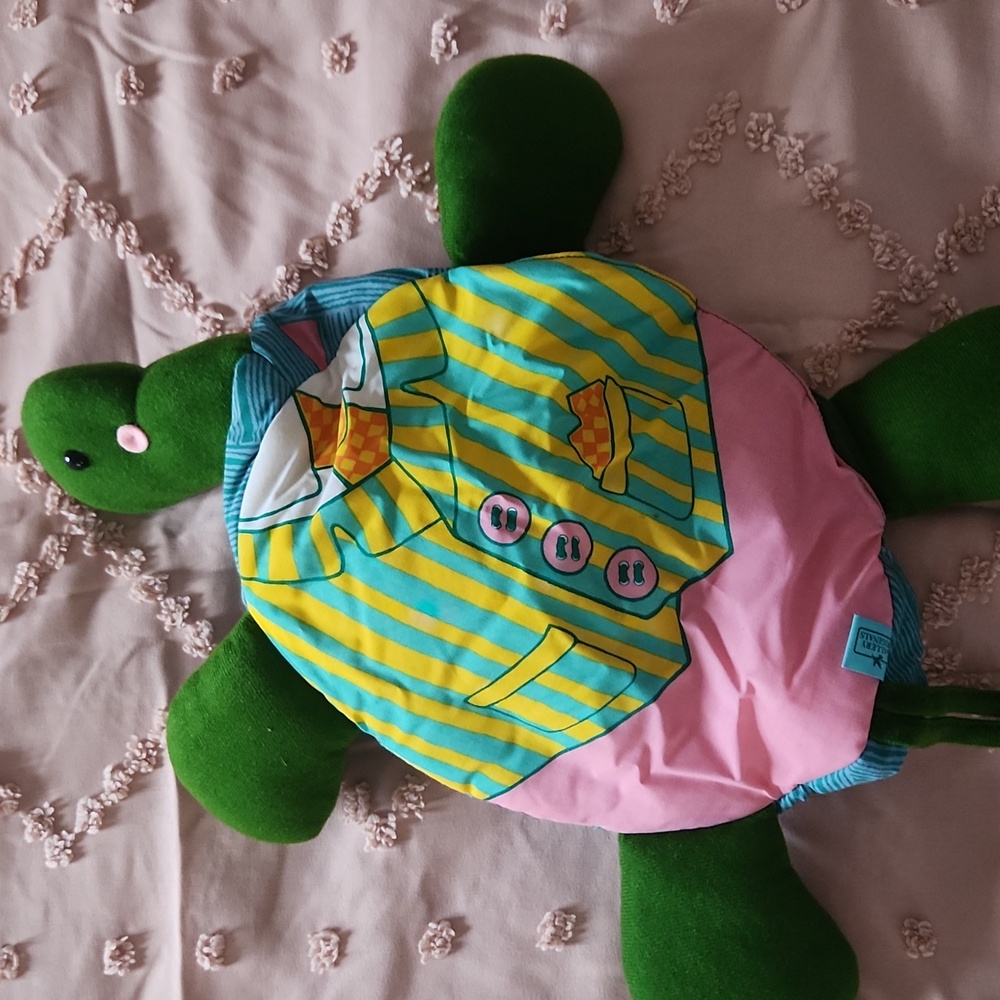 Green Plush Turtle with Colorful Shell - Picture 5 of 6